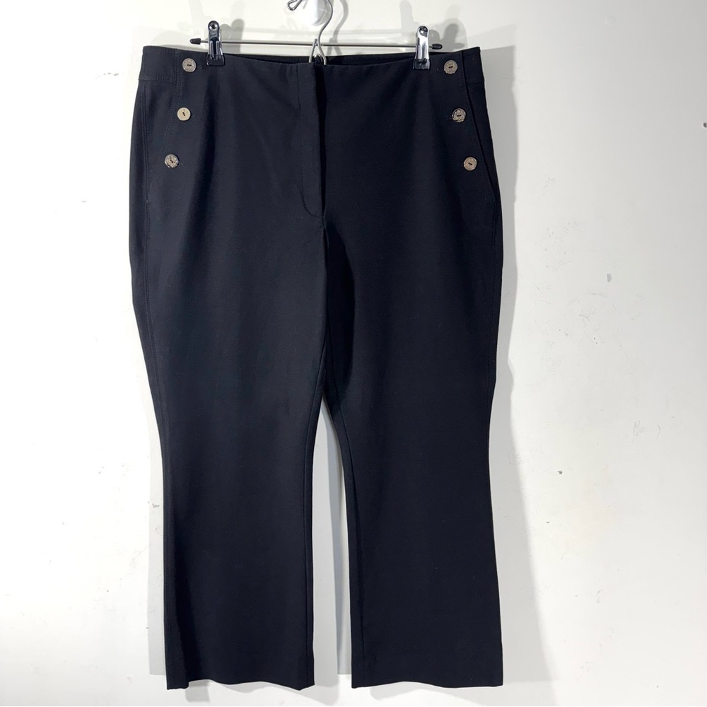 WHBM Flare Crop Gold Buttons Black Pants NWOT - 14